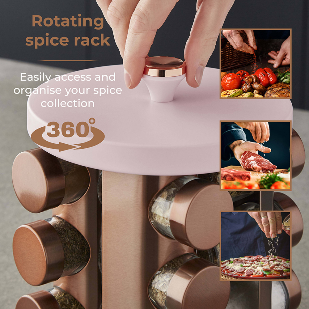Tower Cavaletto Pink 12 Jars Rotating Spice Rack Image 7
