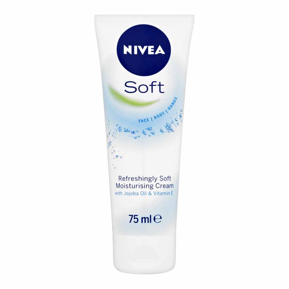 Nivea Soft Moisturiser Cream for Face Hands and Body 75ml Image 1