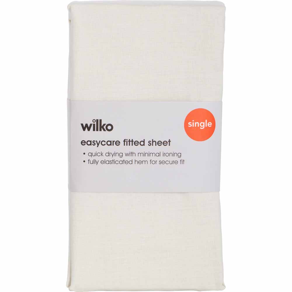 Wilko Easy Care Cream Single Fitted Sheet Image 3