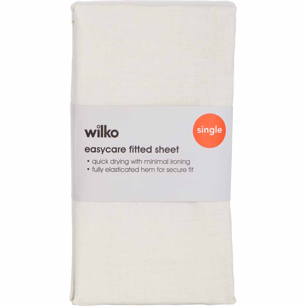Wilko Easy Care Cream Single Fitted Sheet Wilko