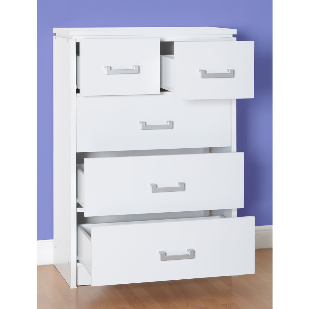 Charles 5 Drawer White Chest of Drawers Image 2