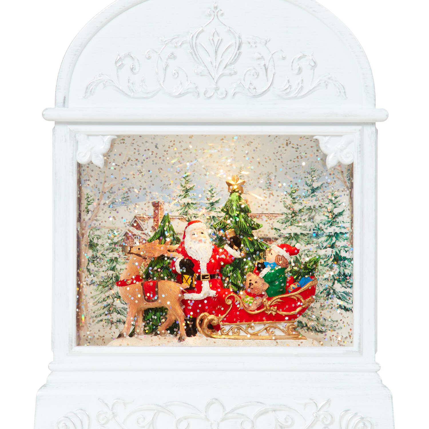 LED Santa Scene Glitter Lantern - White Image 4