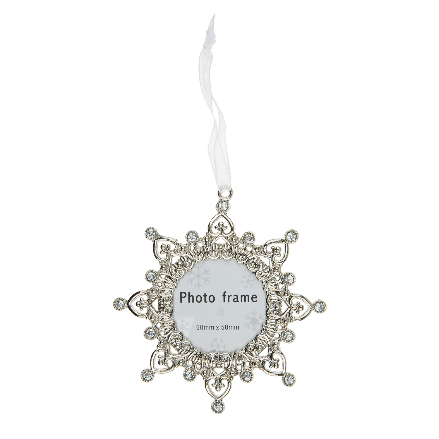 Frosted Fairytale Silver Ornate Photo Frame Hanging Decoration Image