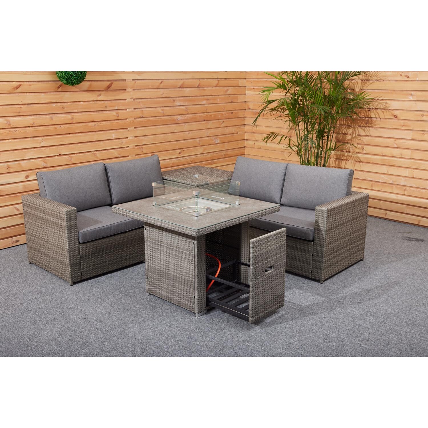 Malay Deluxe Malay New Hampshire 4 Seater Grey Conversation Firepit Lounge Set Image 12