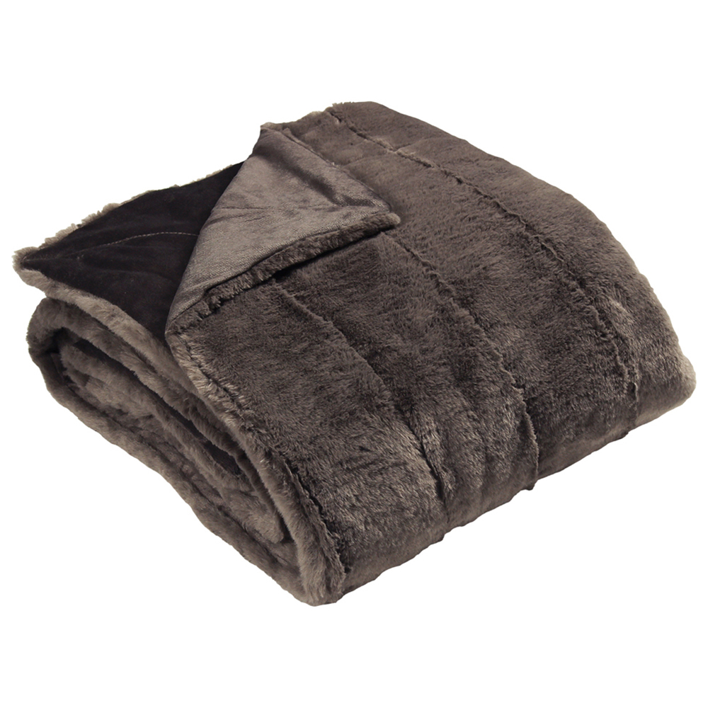 Paoletti Empress Taupe Large Faux Fur Throw 140 x 200cm Image 1