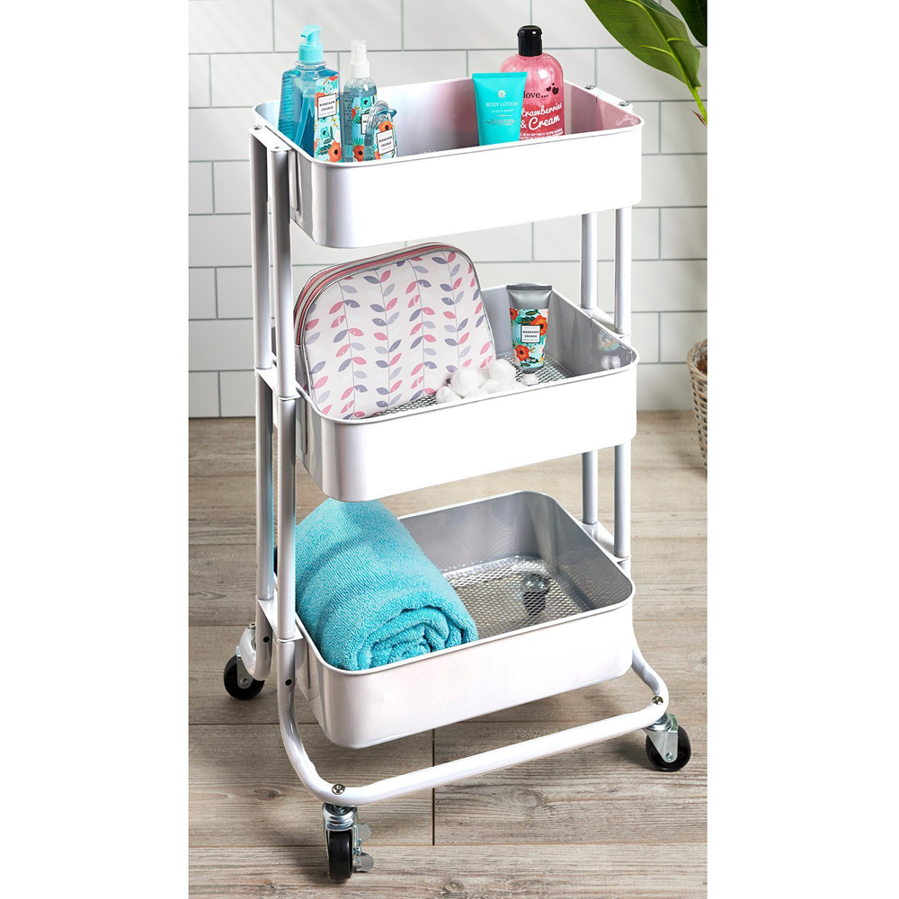 White 3 Tier Storage Trolley Image 3