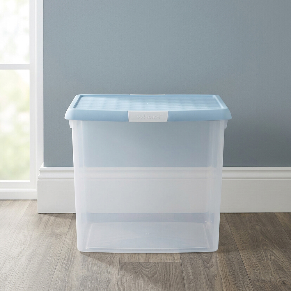 Wham Clear Storage Box with Clip Lid Sky Blue Image 2