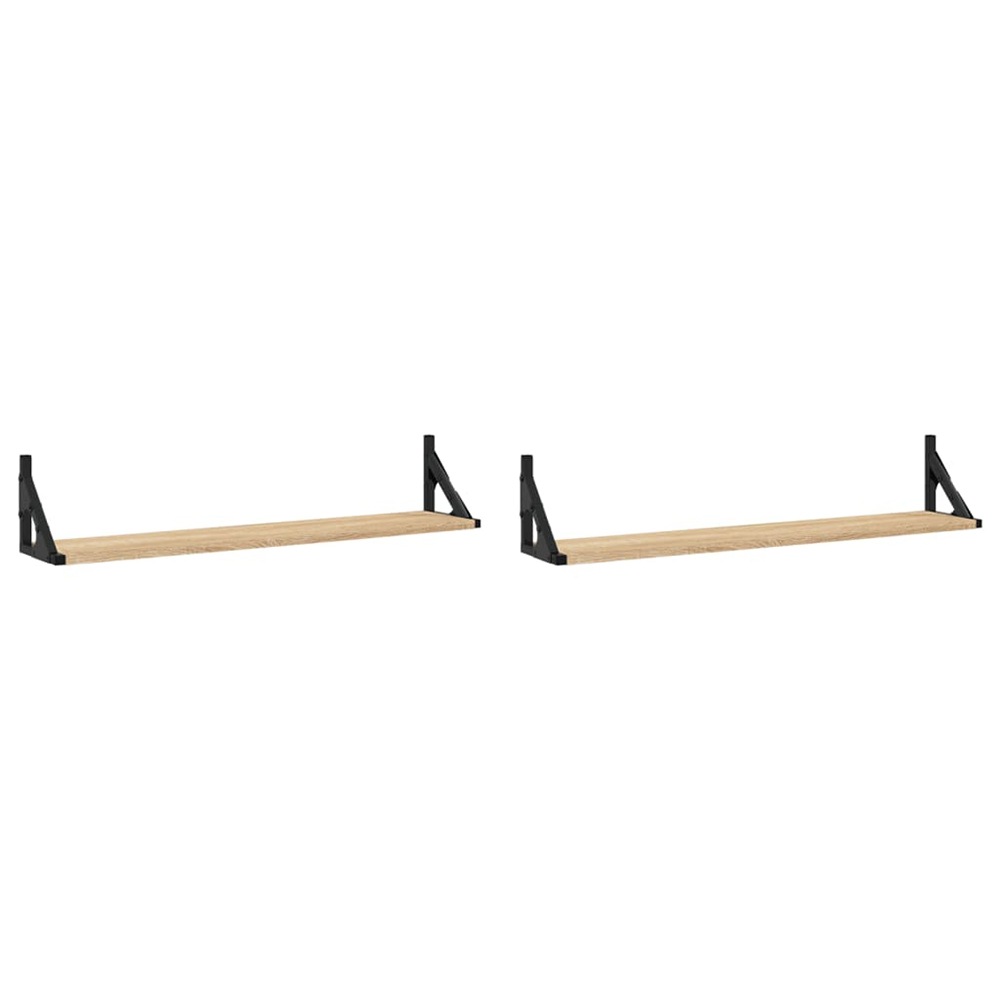 vidaXL 80cm Set of 2 Sonoma Oak Floating Wall Shelf Image 1