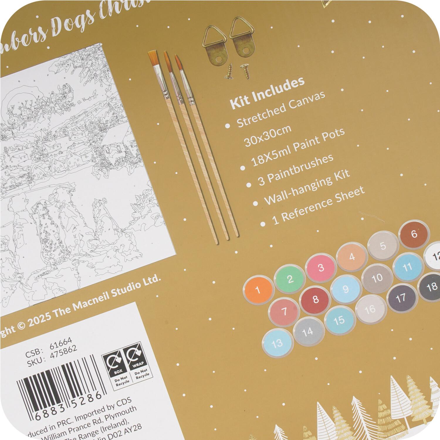 Paint By Number Dogs Christmas Scene Kit White Image 4