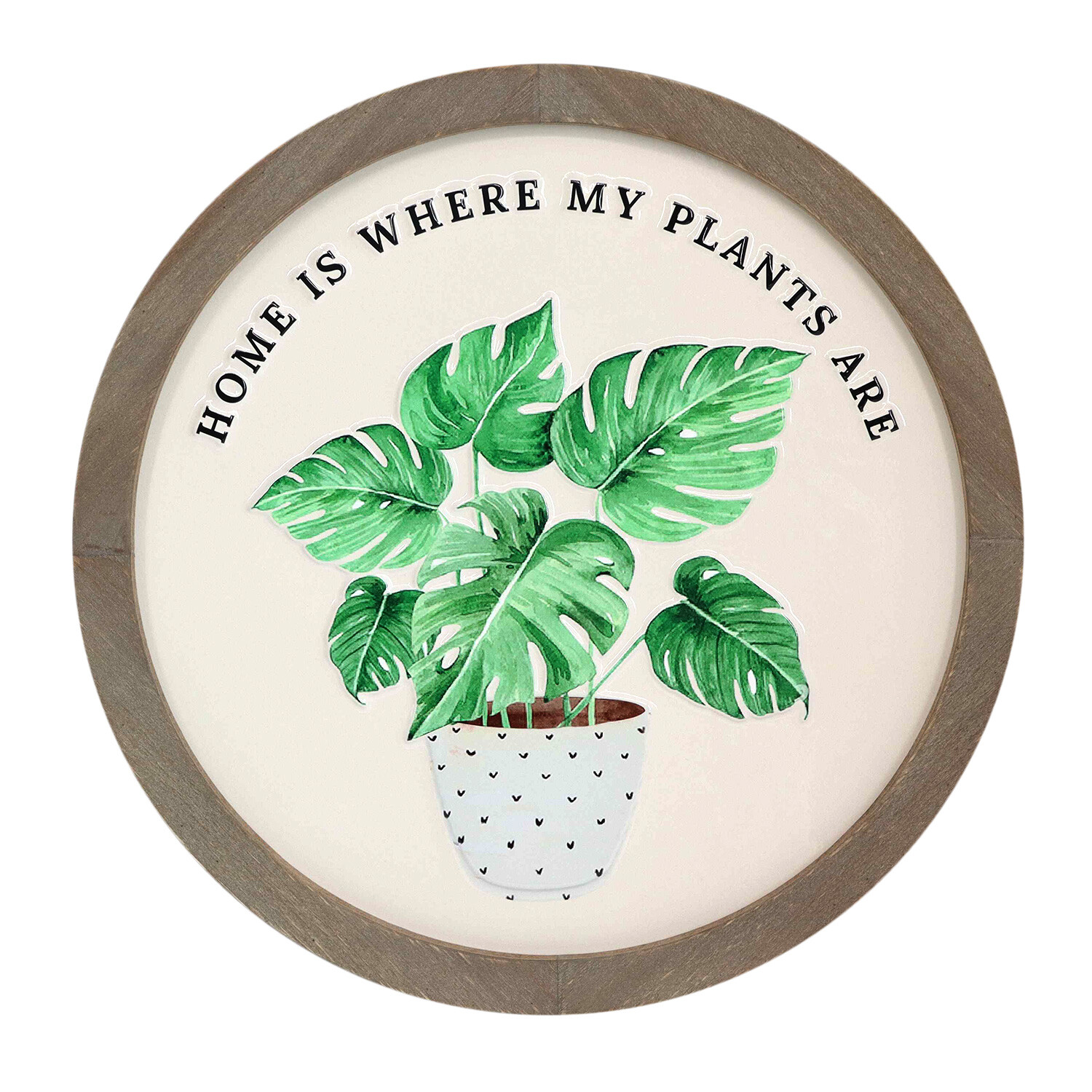 Round Houseplant Embossed Sign - Natural Image 1