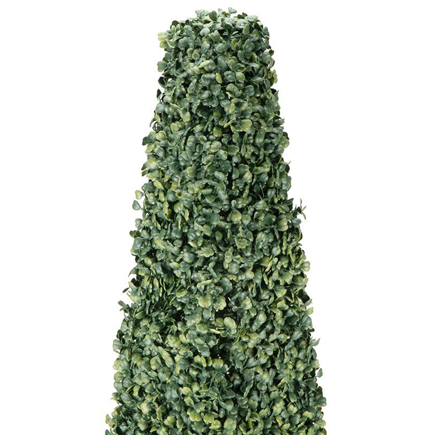 Boxwood Pyramid on White Wood Pot Artificial Plant Image 3