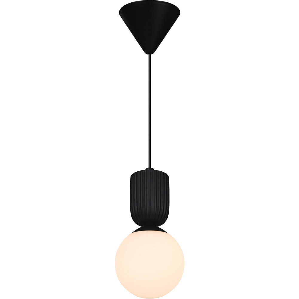 Nordlux Sadie Black Opal Glass Dome Rippled Pendant Light Image 5