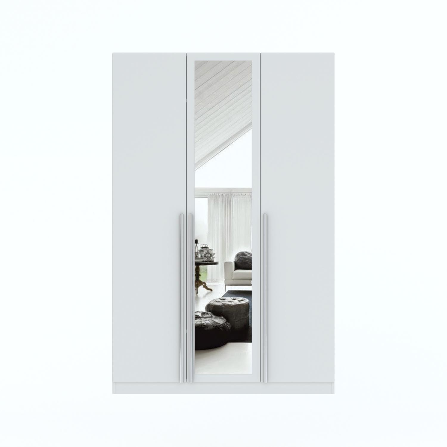 Echo 3 Door White Mirrored Wardrobe Image 3