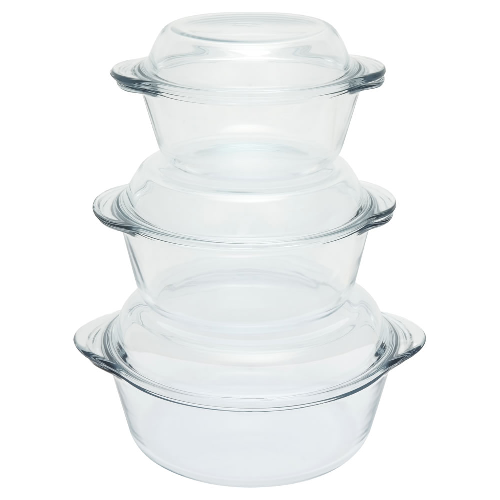 Wilko Glass Casserole Dish Set of 3 Image 2