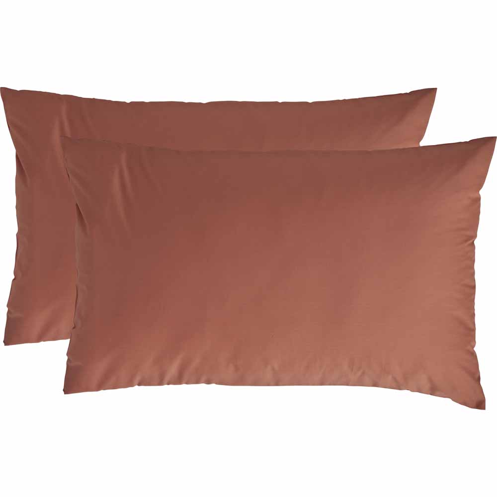 Wilko Soft Terracotta Pair Housewife Pillowcases Image 1