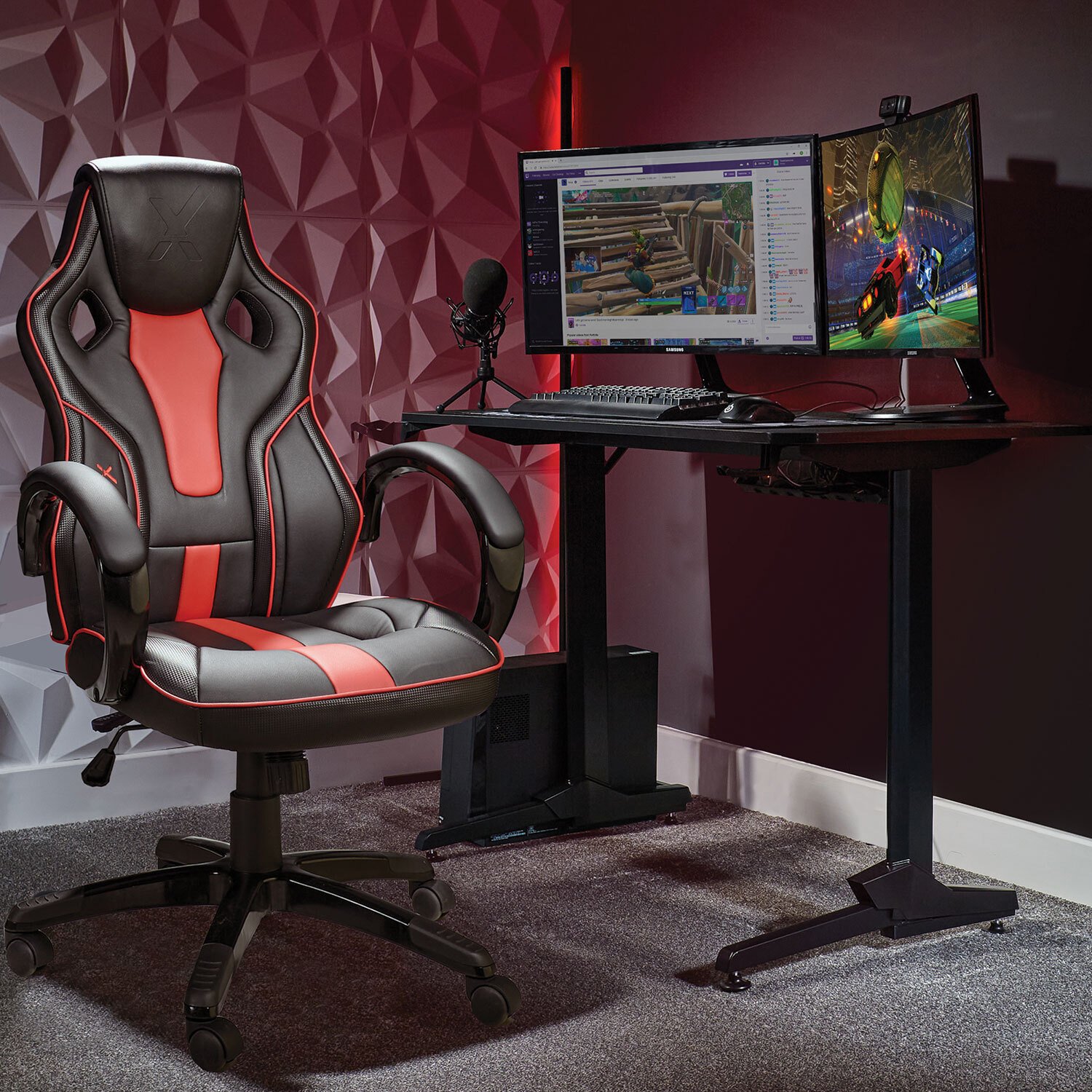 X Rocker Maverick Gaming Chair - Black / Red Image 1