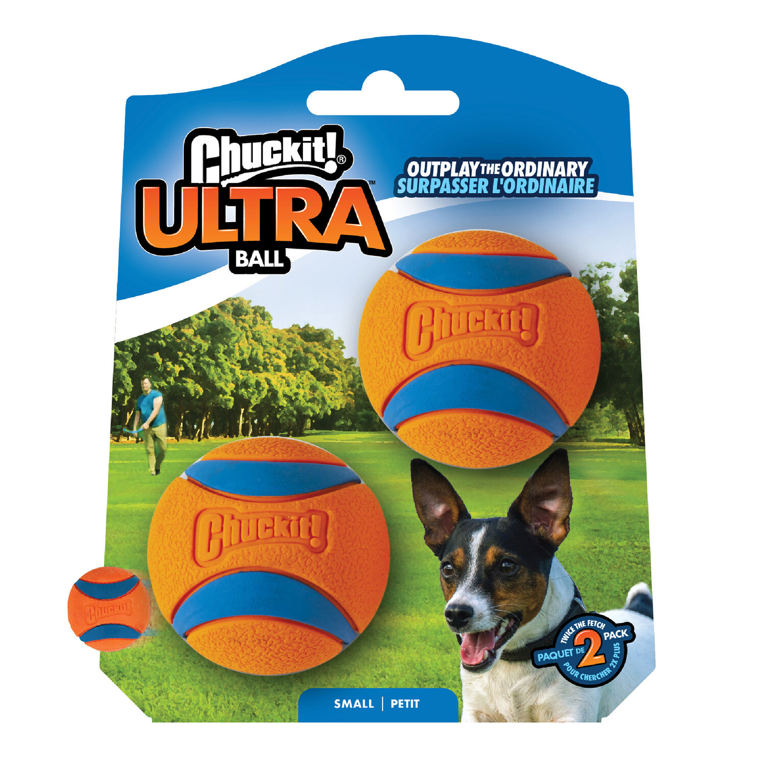 Pack of 2 Chuckit! Ultra Balls Orange and Blue / Small Image 1