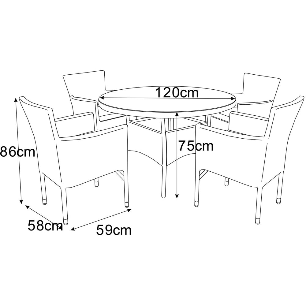 Madrid 4 Seater Rattan Dining Set - Grey Image 6