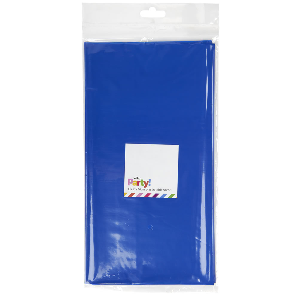 Wilko 137 x 274cm Blue Plastic Table Cover Wilko