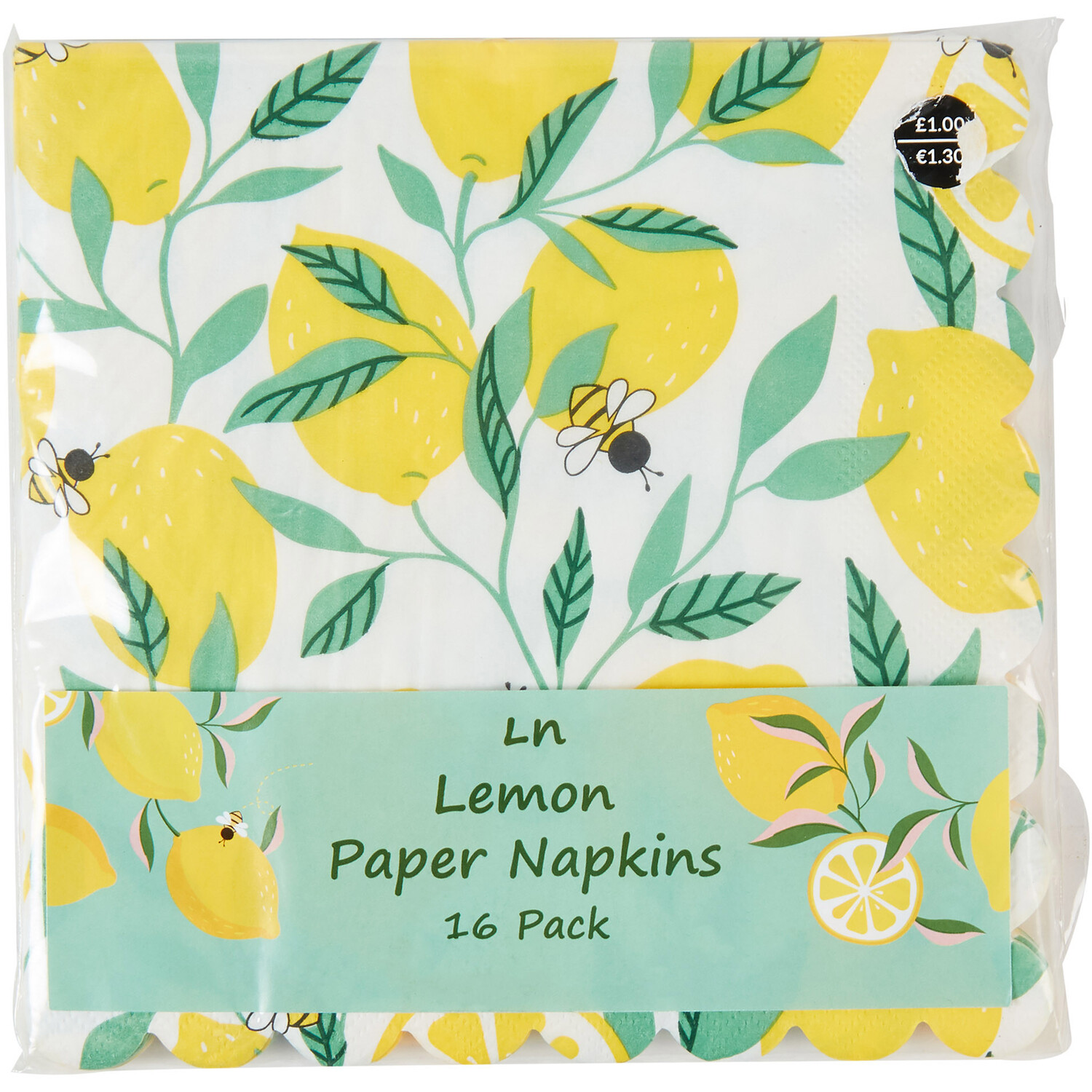 Pack of 16 Lemon Napkins - Yellow Image 1