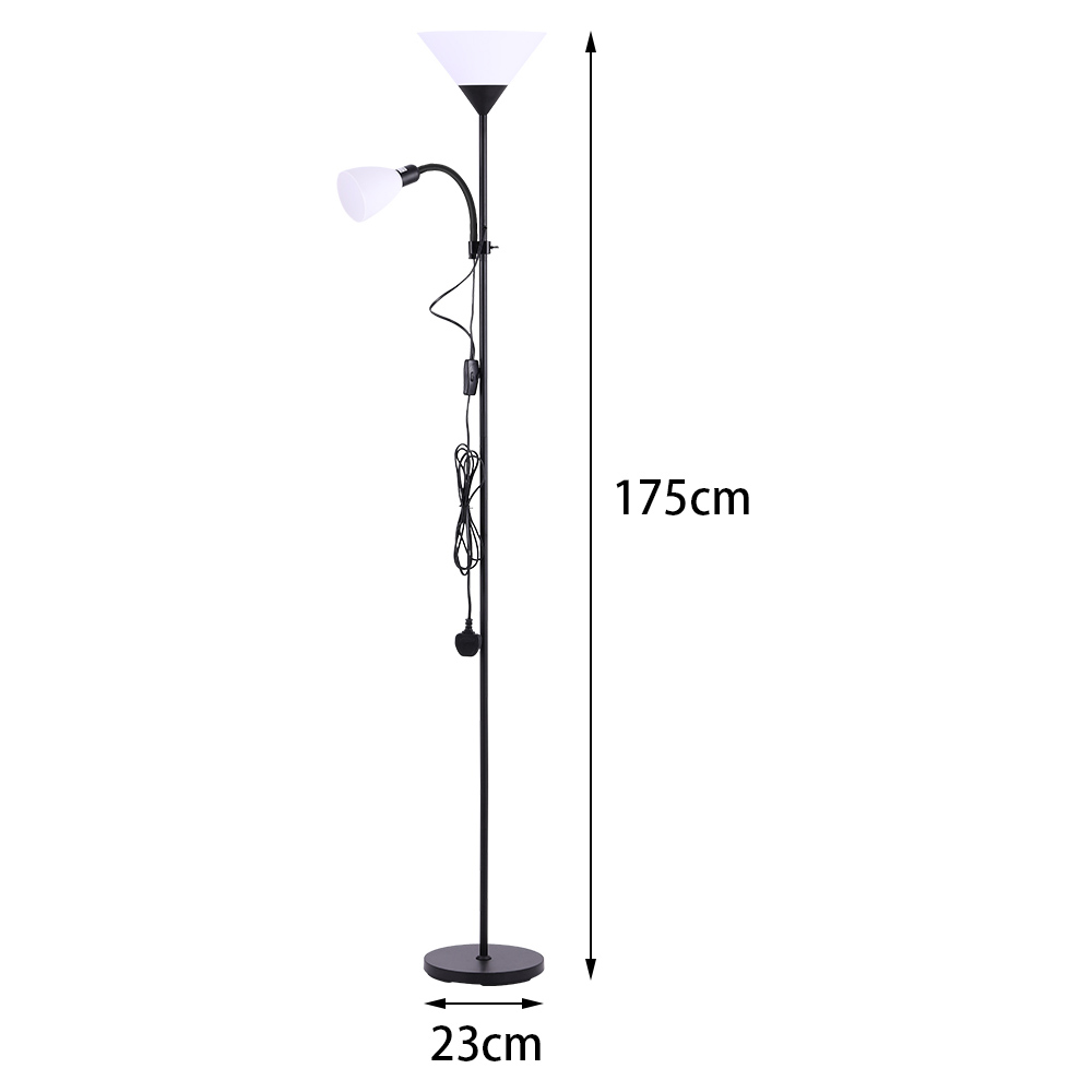 Living and Home Black 2 Head Floor Lamp Image 7