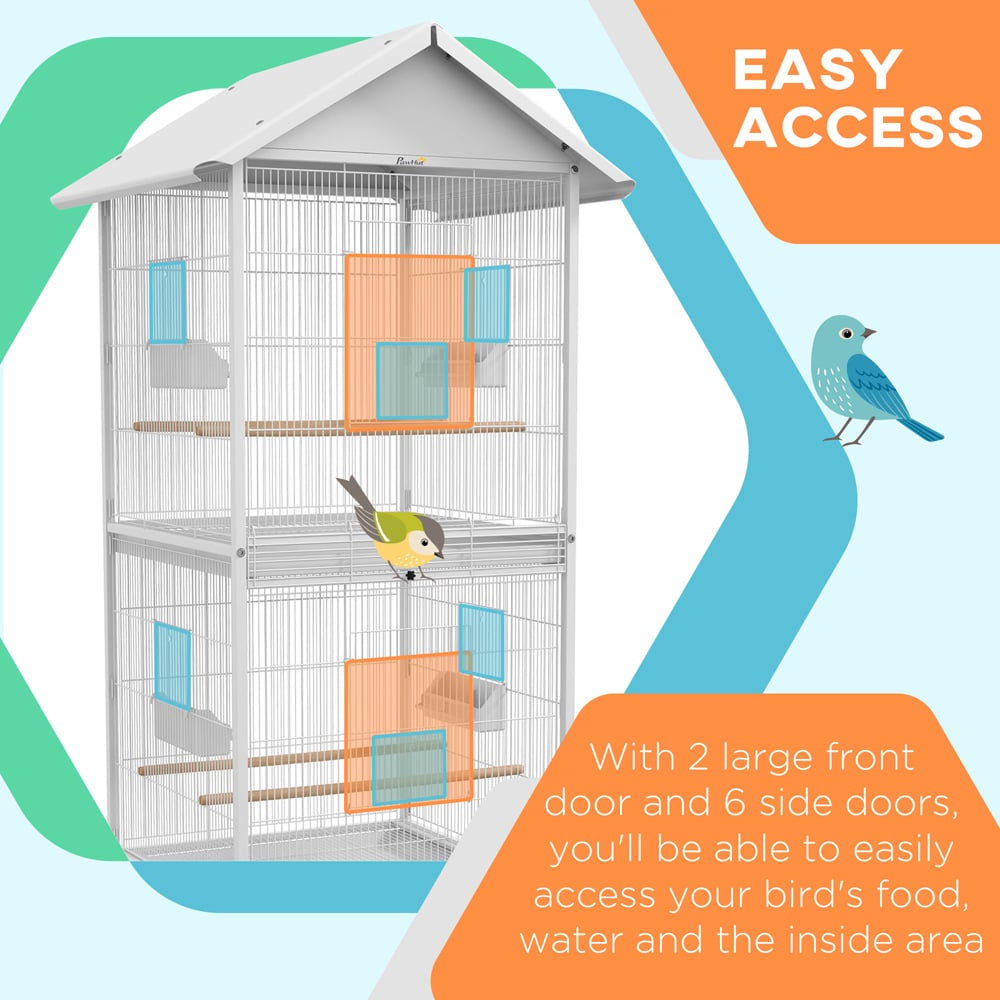 PawHut 2 Tier Large White Bird Cage Image 3