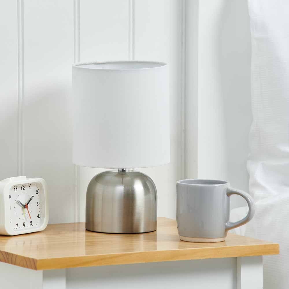 Wilko Silver and White Touch Lamp Wilko