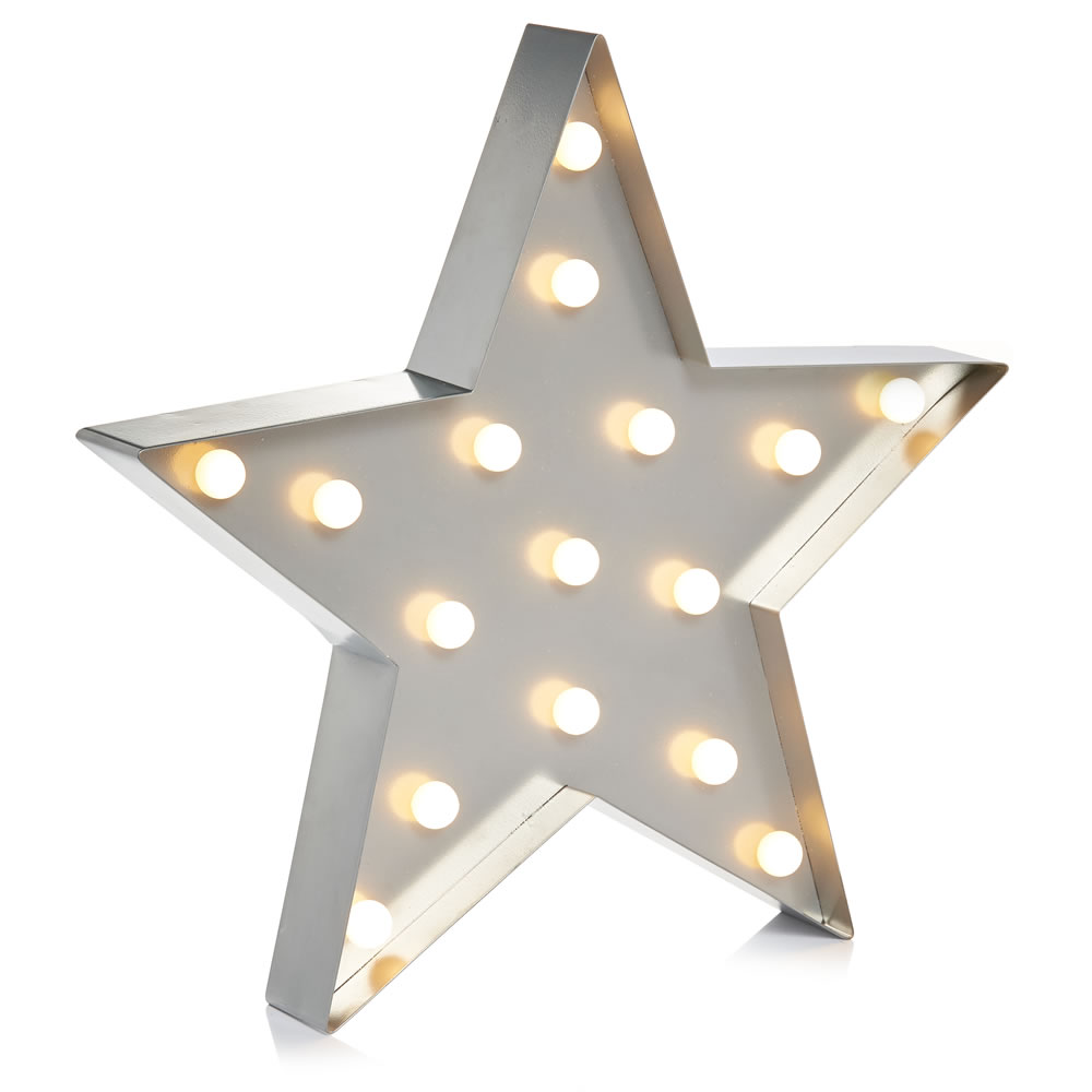 Wilko Alpine Home LED Metal Light-Up Silver Star Christmas Decoration Image 3