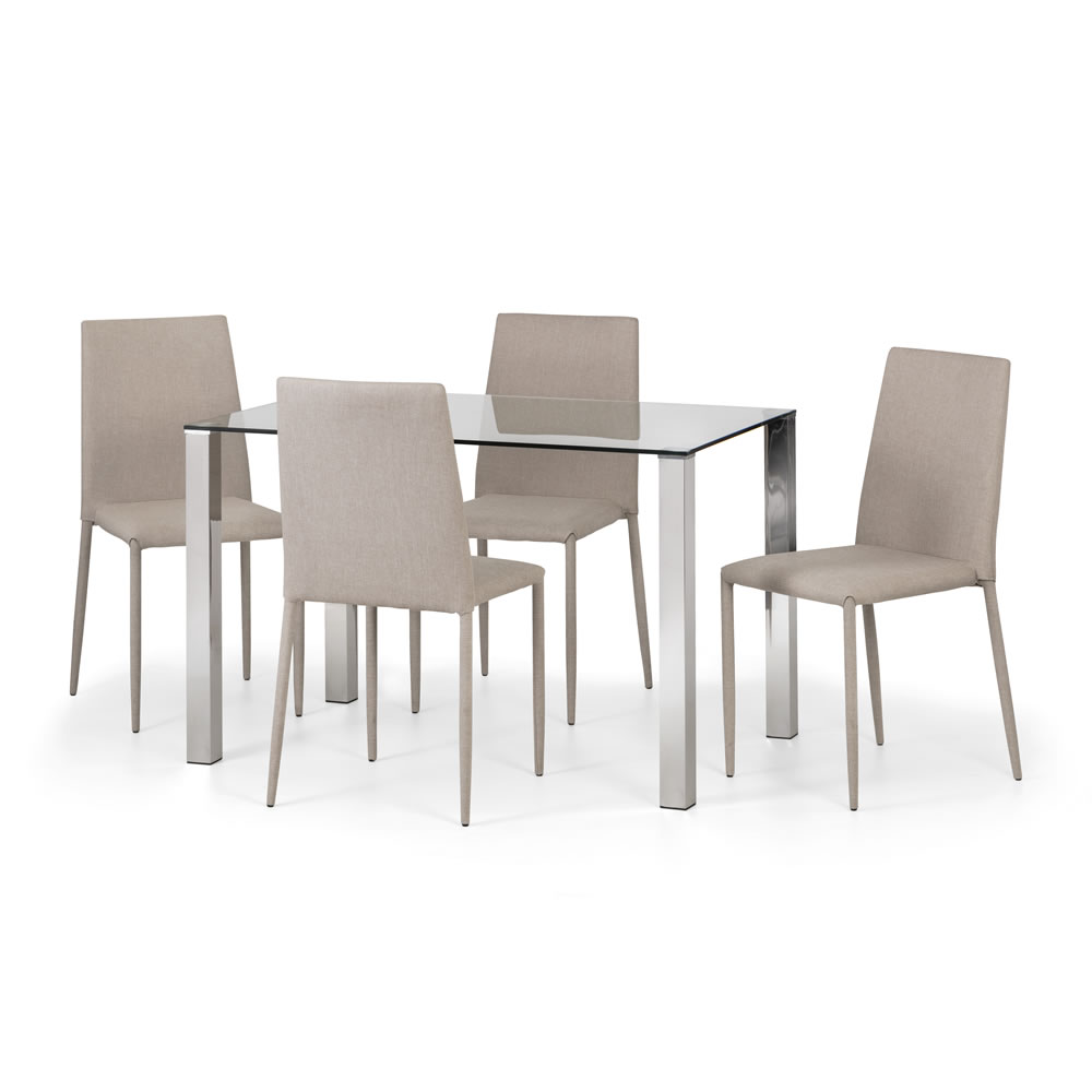 Julian Bowen Enzo Dining Table and 4 Chairs Sand Image