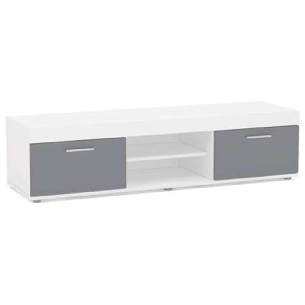 Edgeware 2 Door 2 Shelf White and Grey TV Unit Image 2