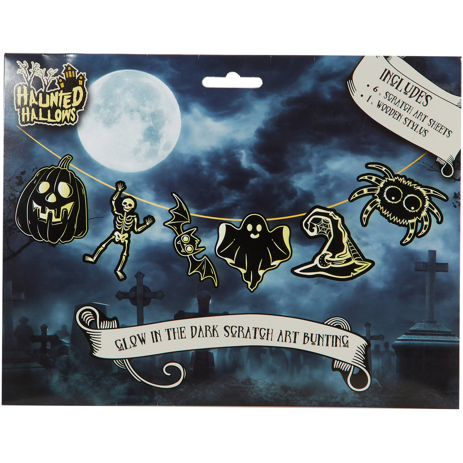 Haunted Hallows Glow in the Dark Scratch Art Bunting Image 1