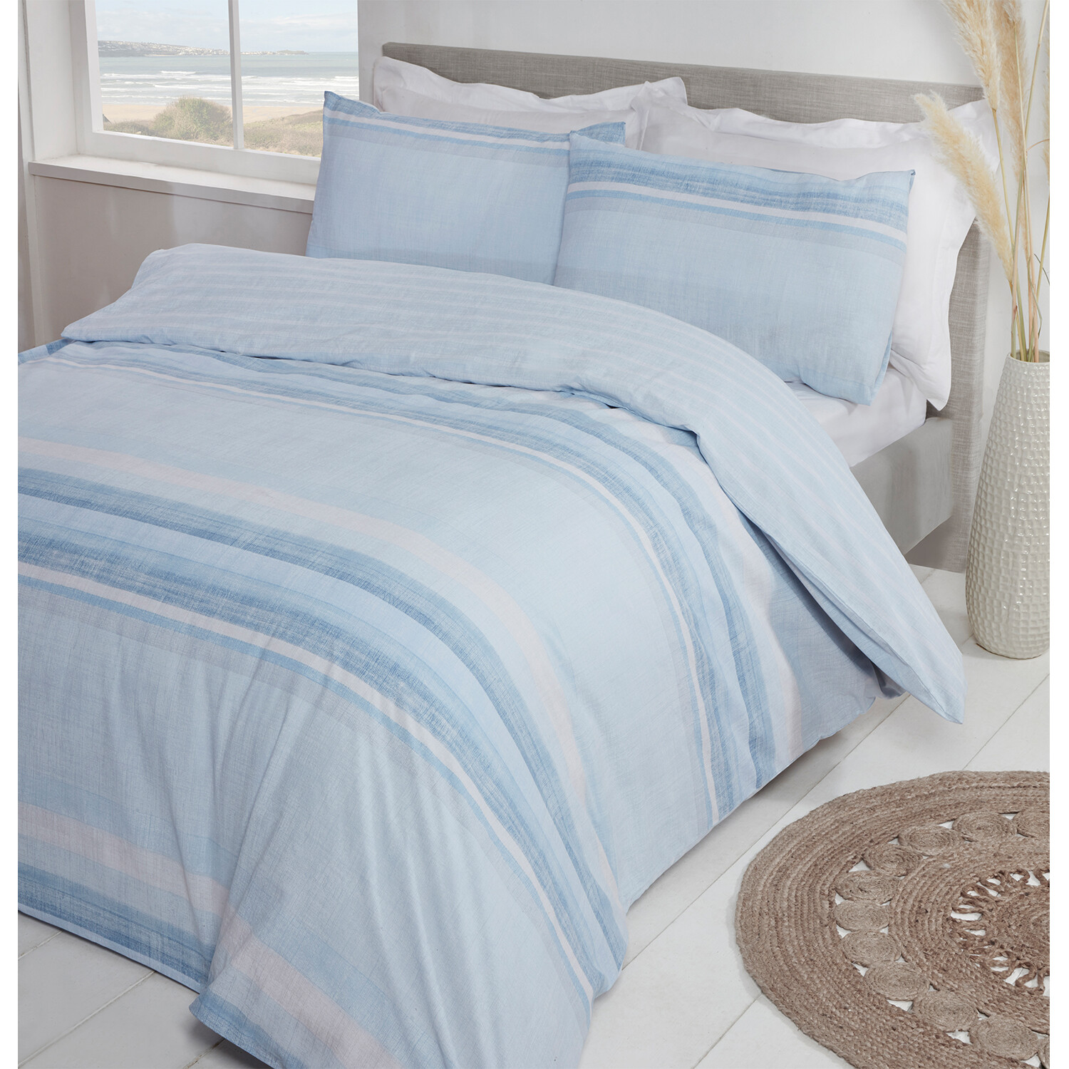 Ocean Stripe Duvet Cover and Pillowcase Set - Double Image 2