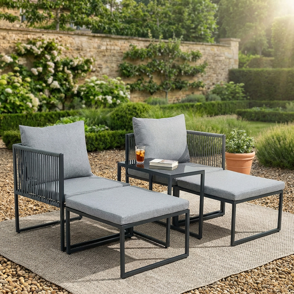 5 Piece Layla Metal Sofa Set - Grey Image 2