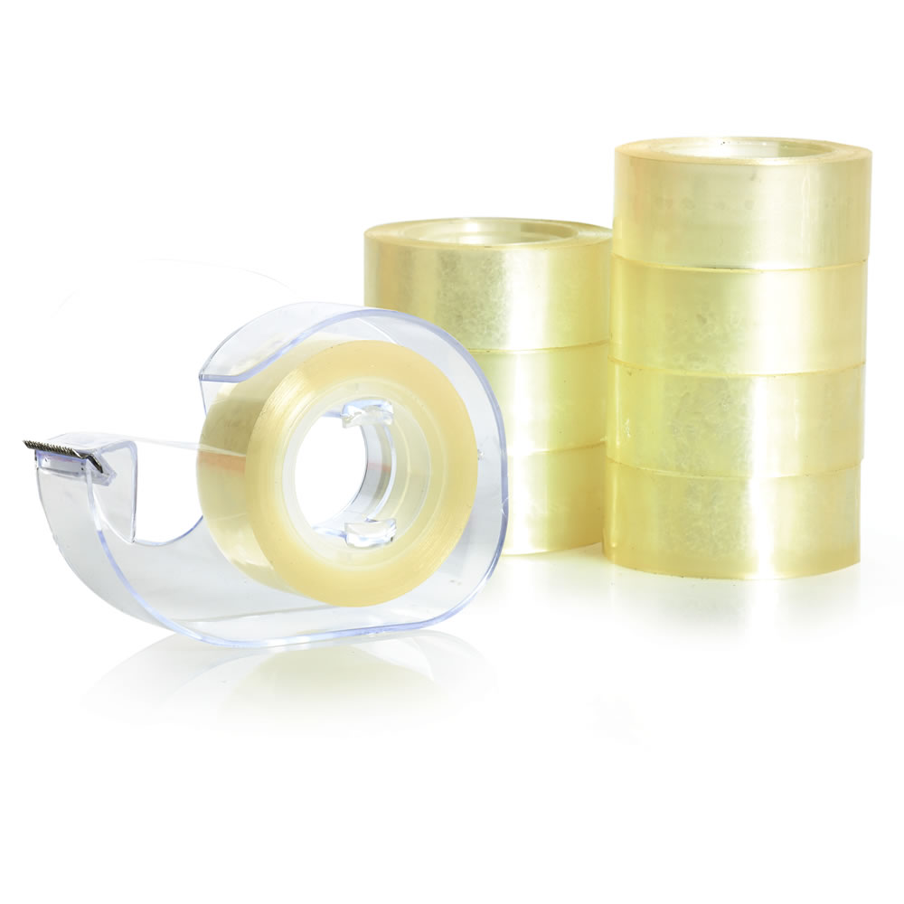 Wilko Clear Tape with Dispenser 19mm x 20m 8 pack Image