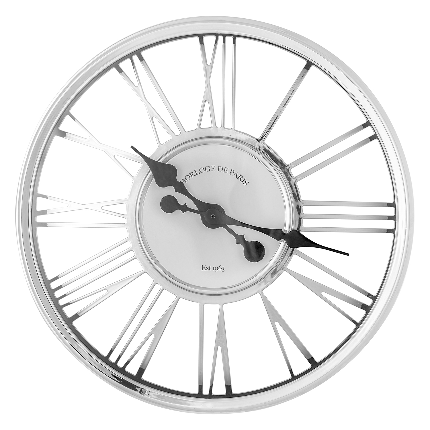 Silver Round 3D Wall Clock Image