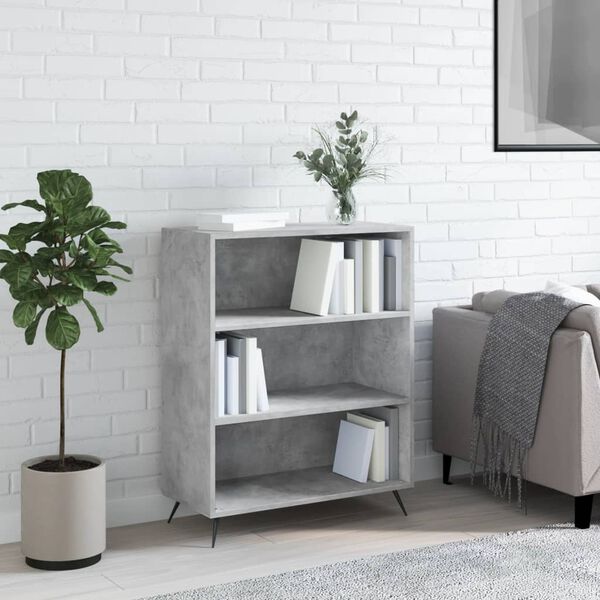 vidaXL 3 Shelf Concrete Grey Bookcase Image 7