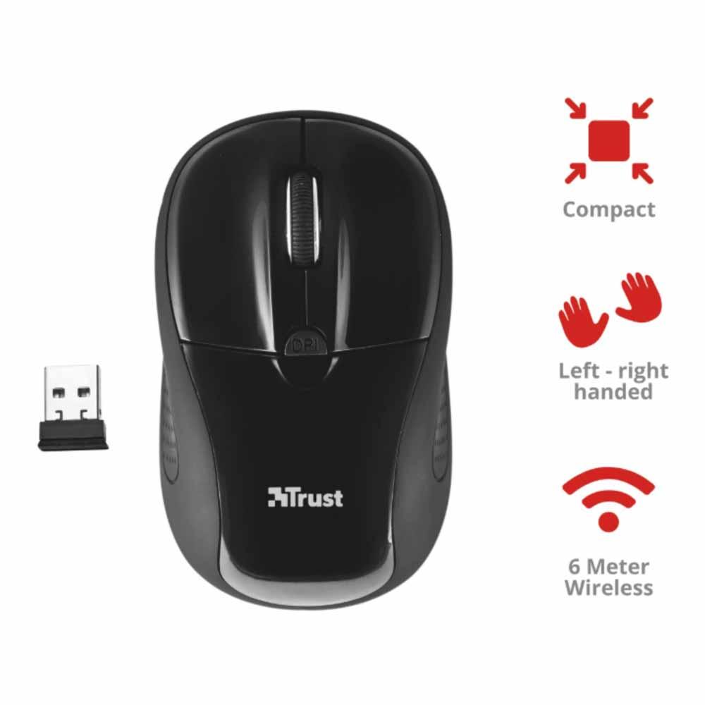 Primo Wireless Optical Mouse Black Wilko