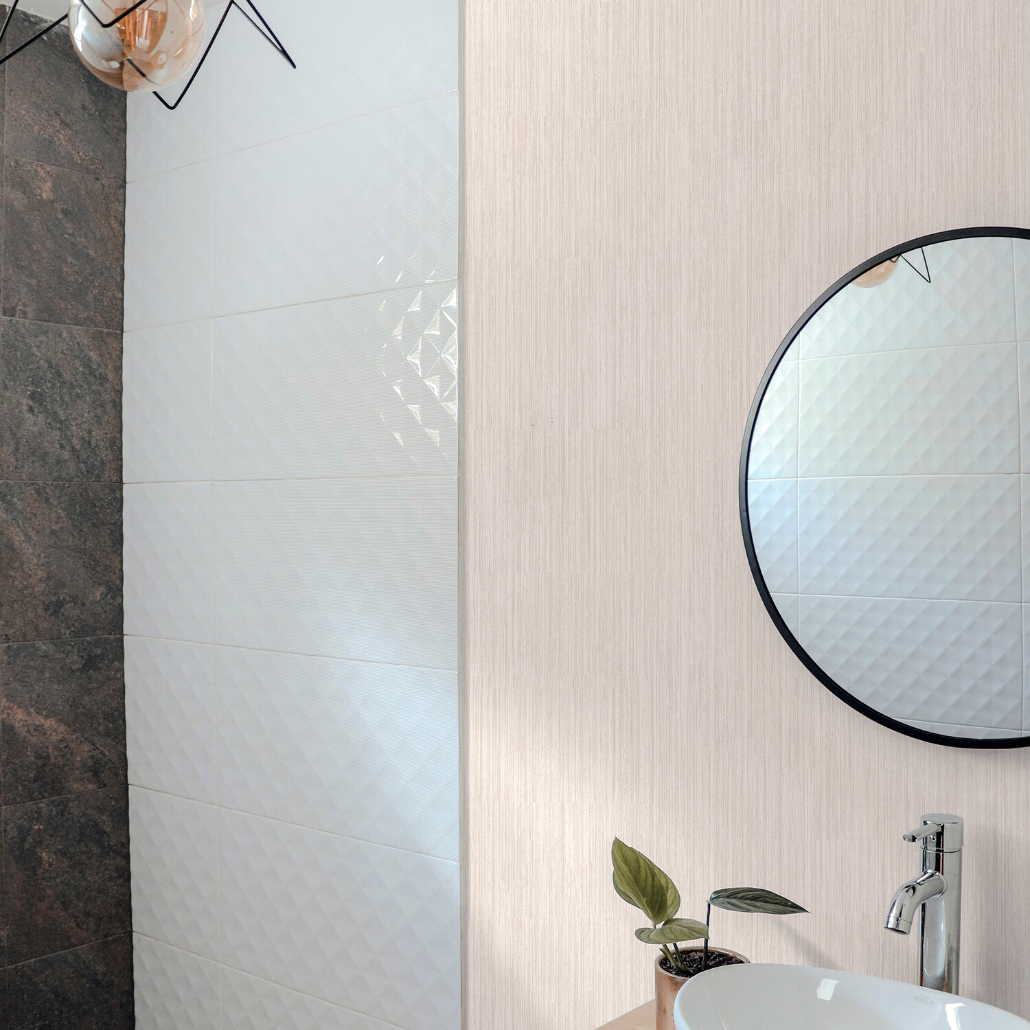 Diamond Plain Blush Wallpaper - Blush Image 3