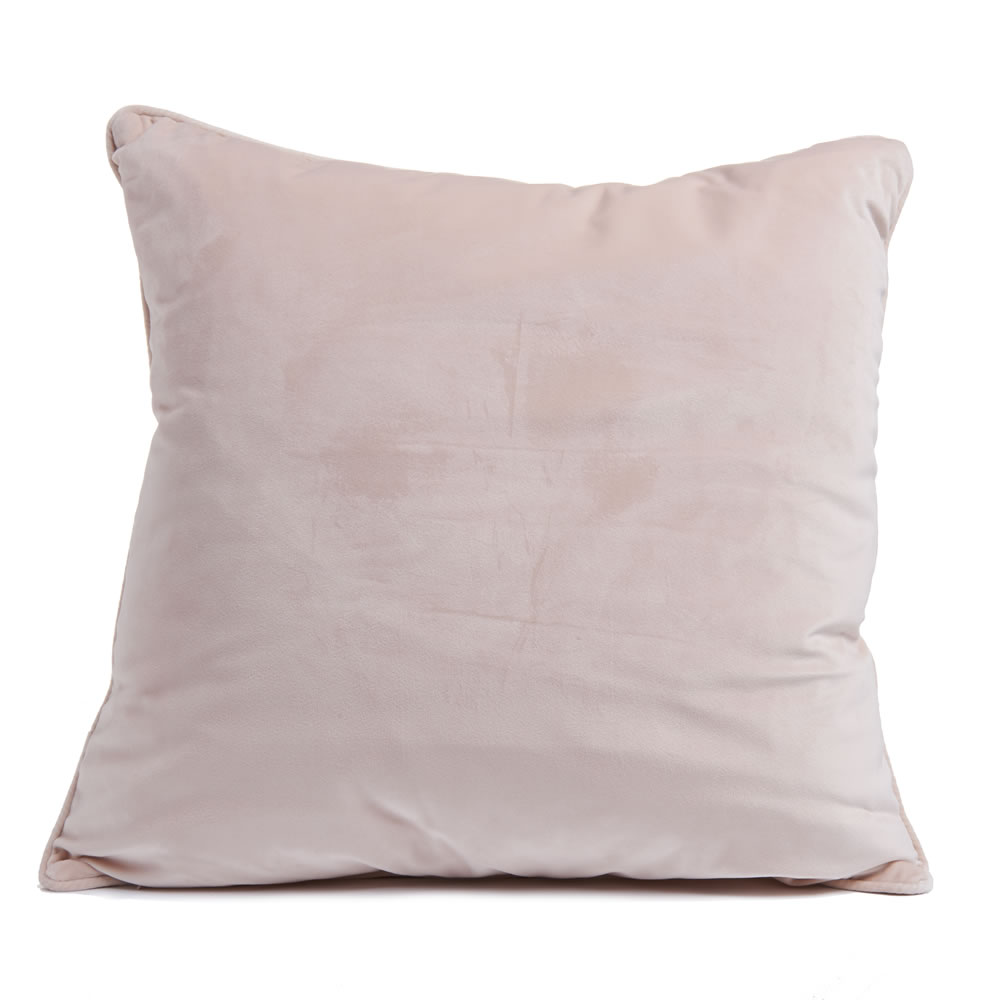 Wilko Pink Velour Cushion 50 x 50cm Image 1