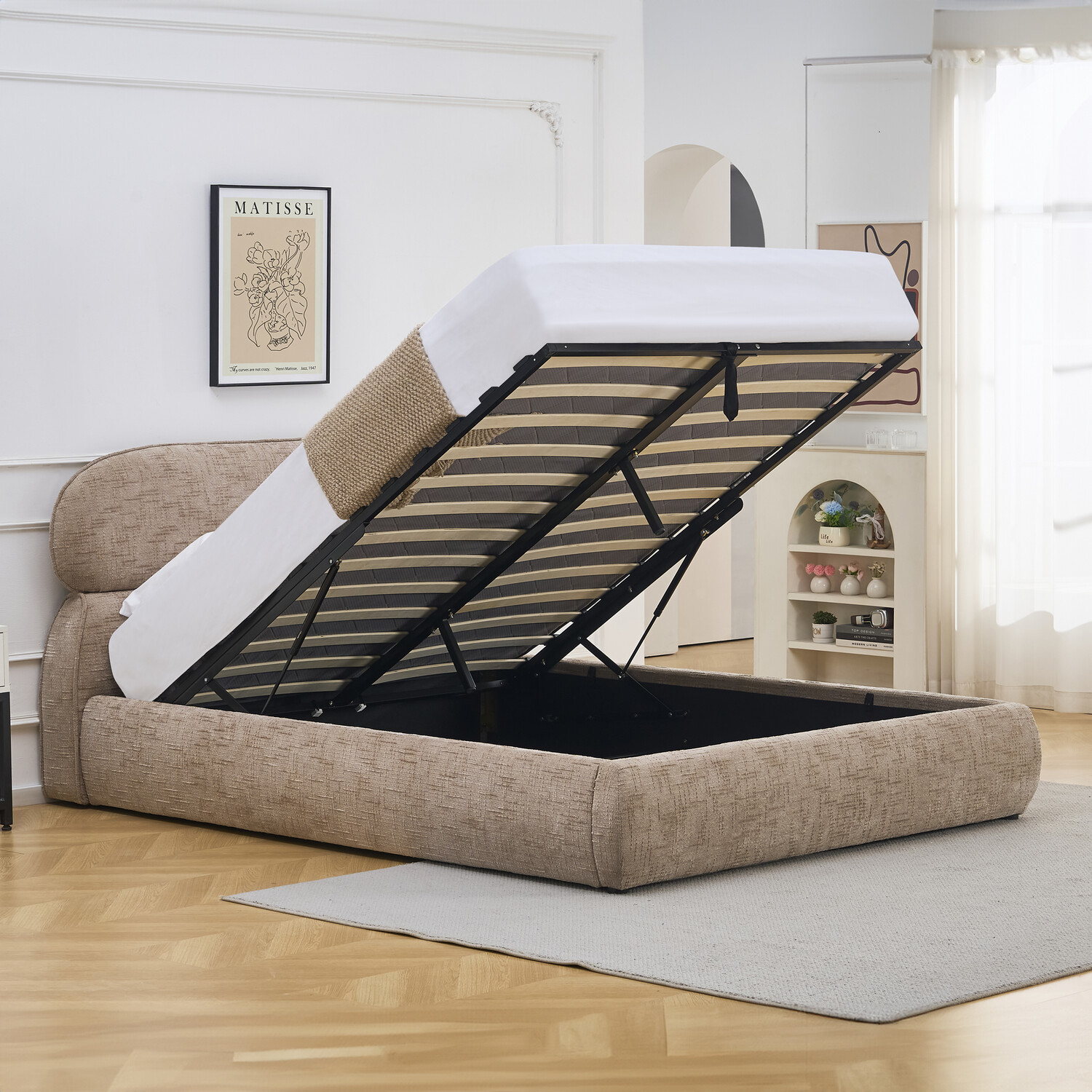 Margot Ottoman Bed Brown Double Image 3