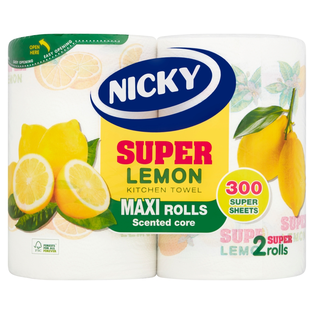 Nicky Super Maxi Kitchen Towel Lemon 2 Pack Image 1