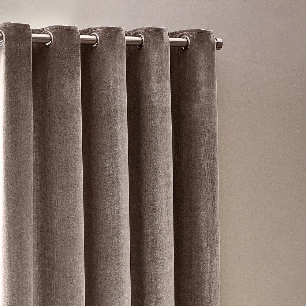 Yard Greige Heavy Chenille Velvet Eyelet Curtain 229 x 137cm Image 3