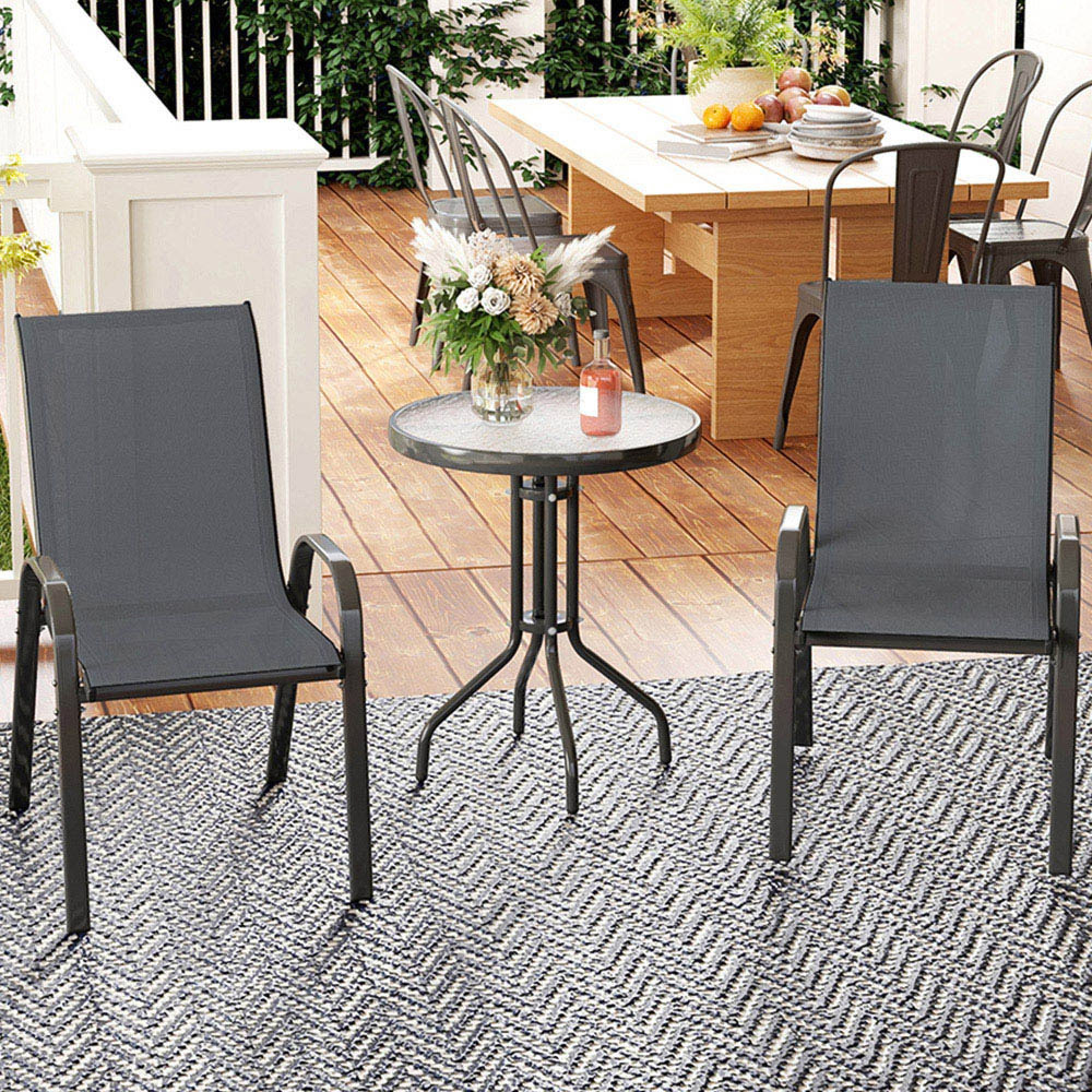 Outsunny 2 Seater Small Garden Bistro Set Dark Grey Image 1