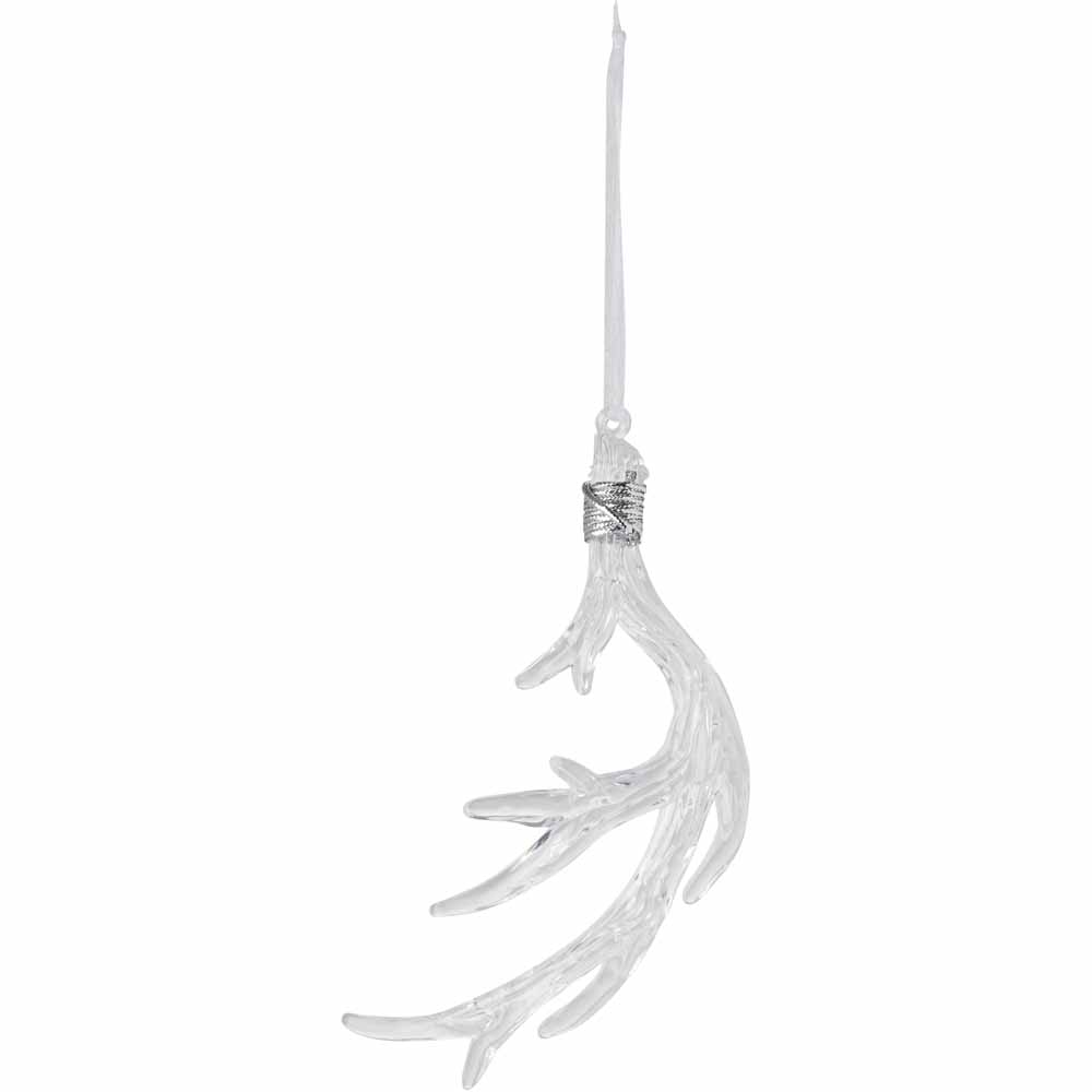 Wilko Glitters Clear Antler Ornament 6 Pack Image 2