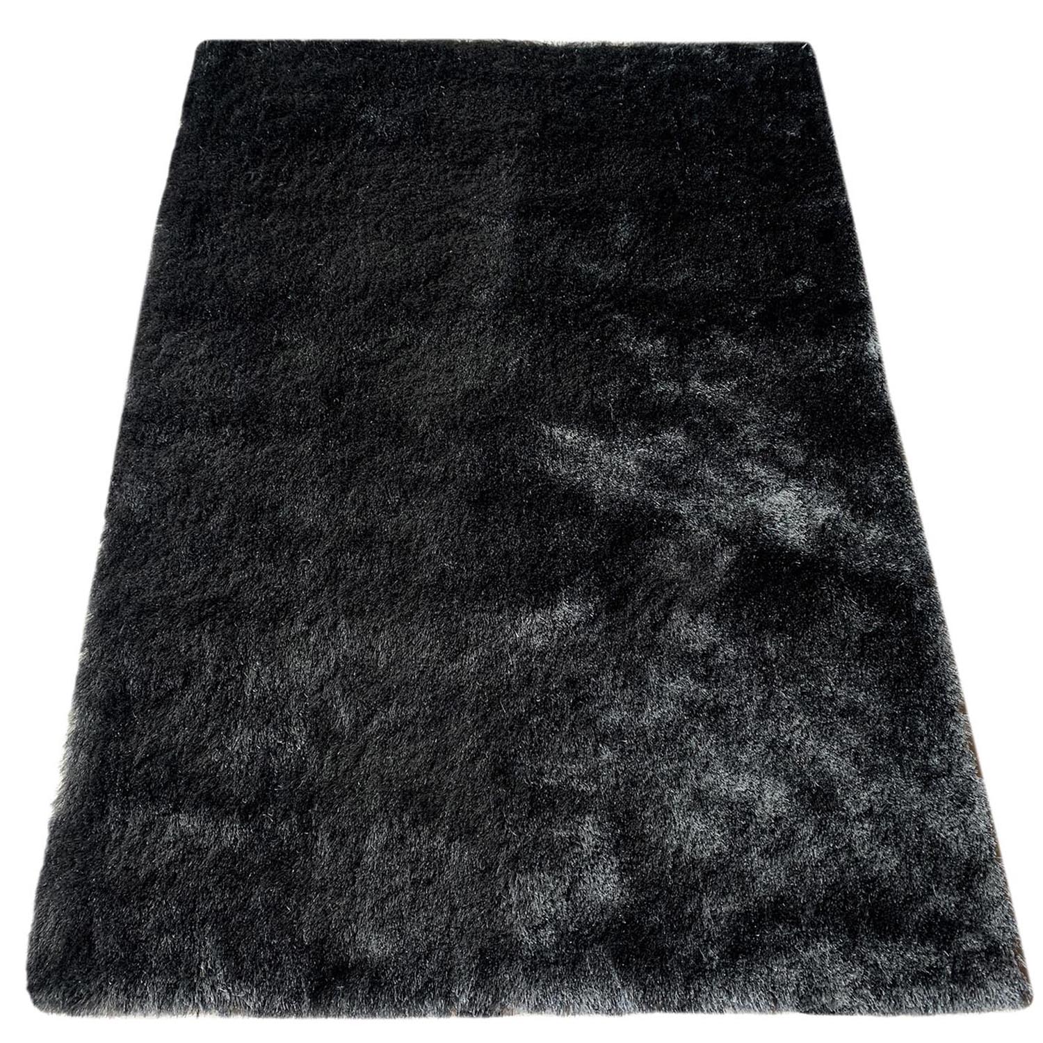 Silky Shaggy Grey Rug 170cm Image 1