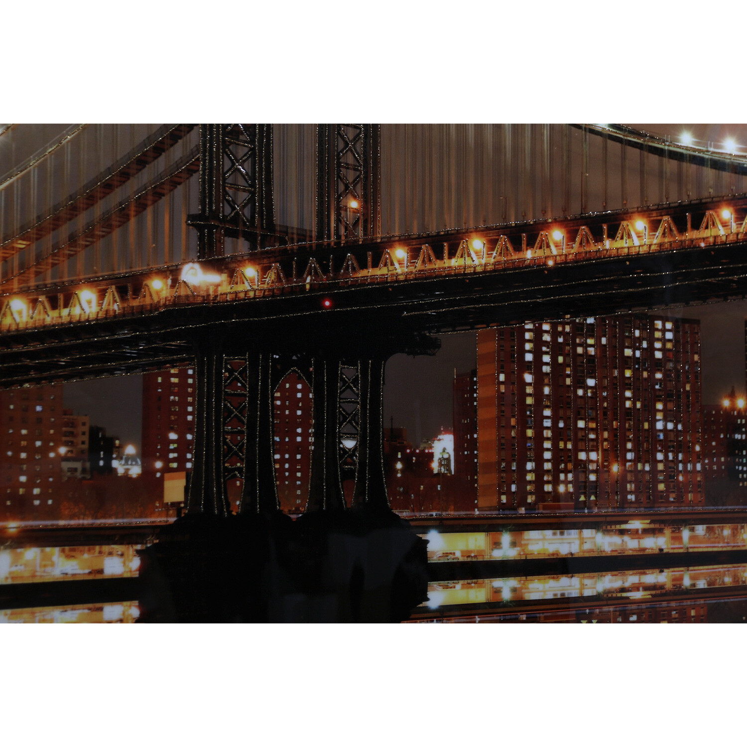 Twilight Brooklyn Bridge Gloss Brown Canvas Wall Art Image 3