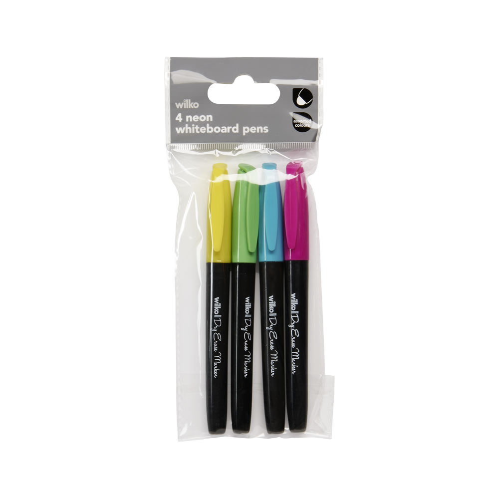 Wilko Whiteboard Neon Markers 4 pack Image