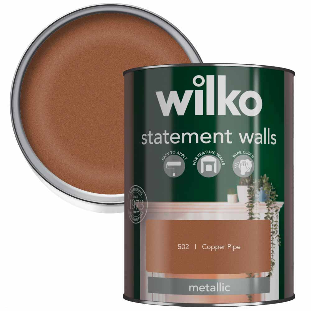 Wilko Statement Walls Copper Pipe Metallic Emulsion Paint 1.25L Image 1