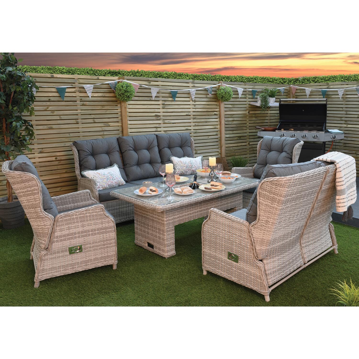 Cambridge 7 Seater Reclining Patio Sofa Lounge Set Image 6