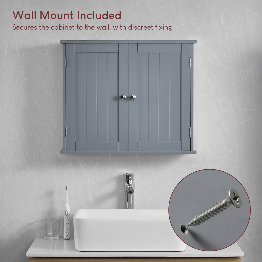 BATH VIDA Priano 2 Door Grey Wall Mounted Bathroom Cabinet Image 8